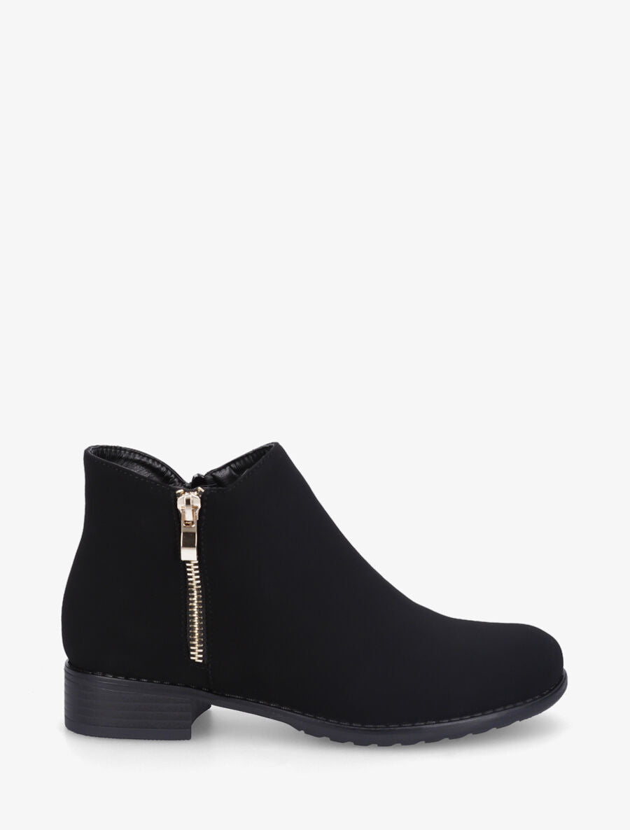 Bottines en simili à zip décoratif - Noir - 5