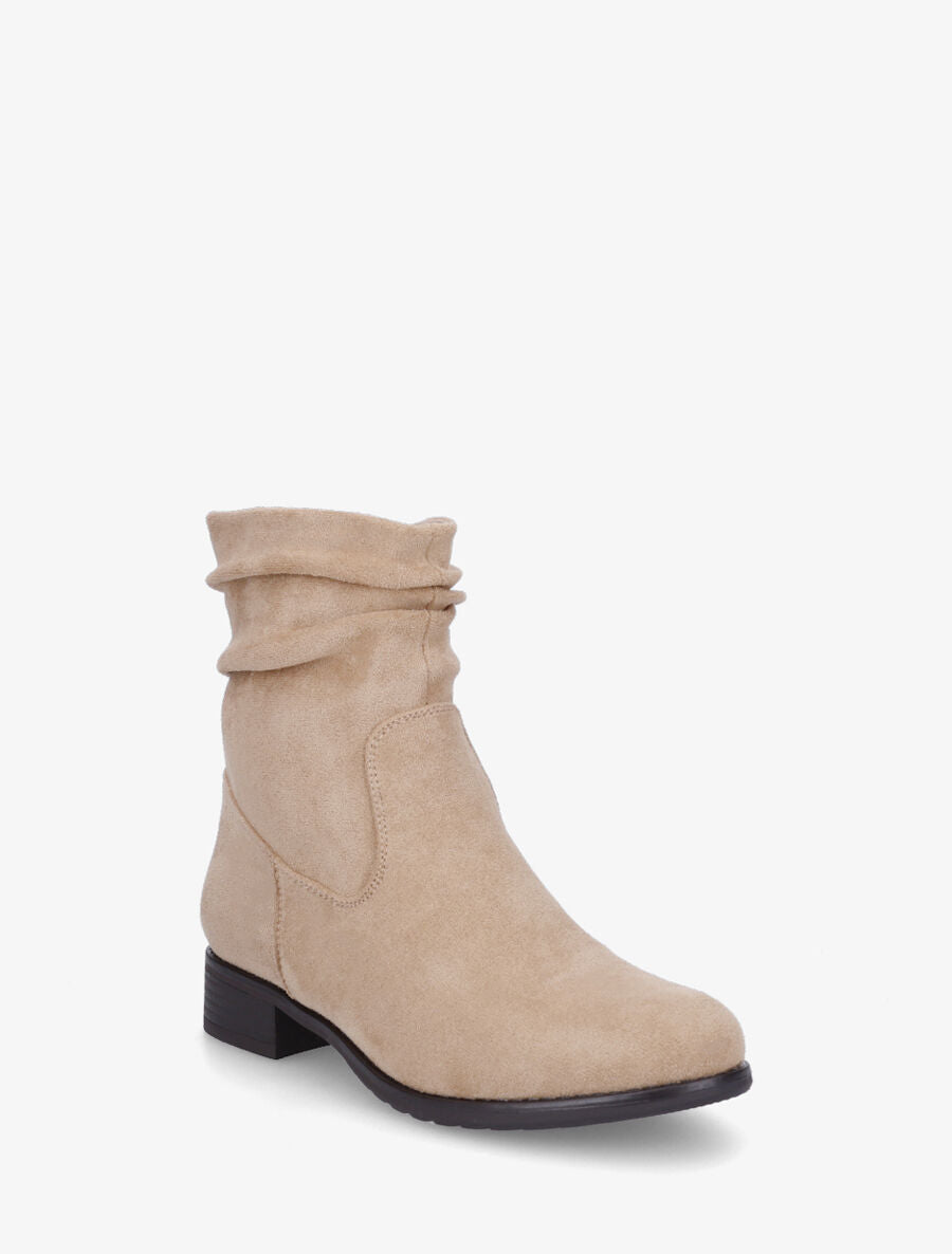 Bottines froncées en suédine - Beige - 2