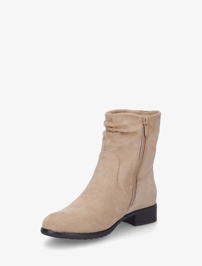 Bottines froncées en suédine - Beige - 3