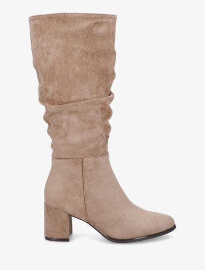 Bottes en suédine à talon - Taupe - 1