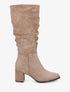 Bottes en suédine à talon - Taupe - 1