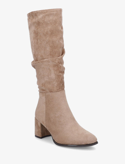 Bottes en suédine à talon - Taupe - 2
