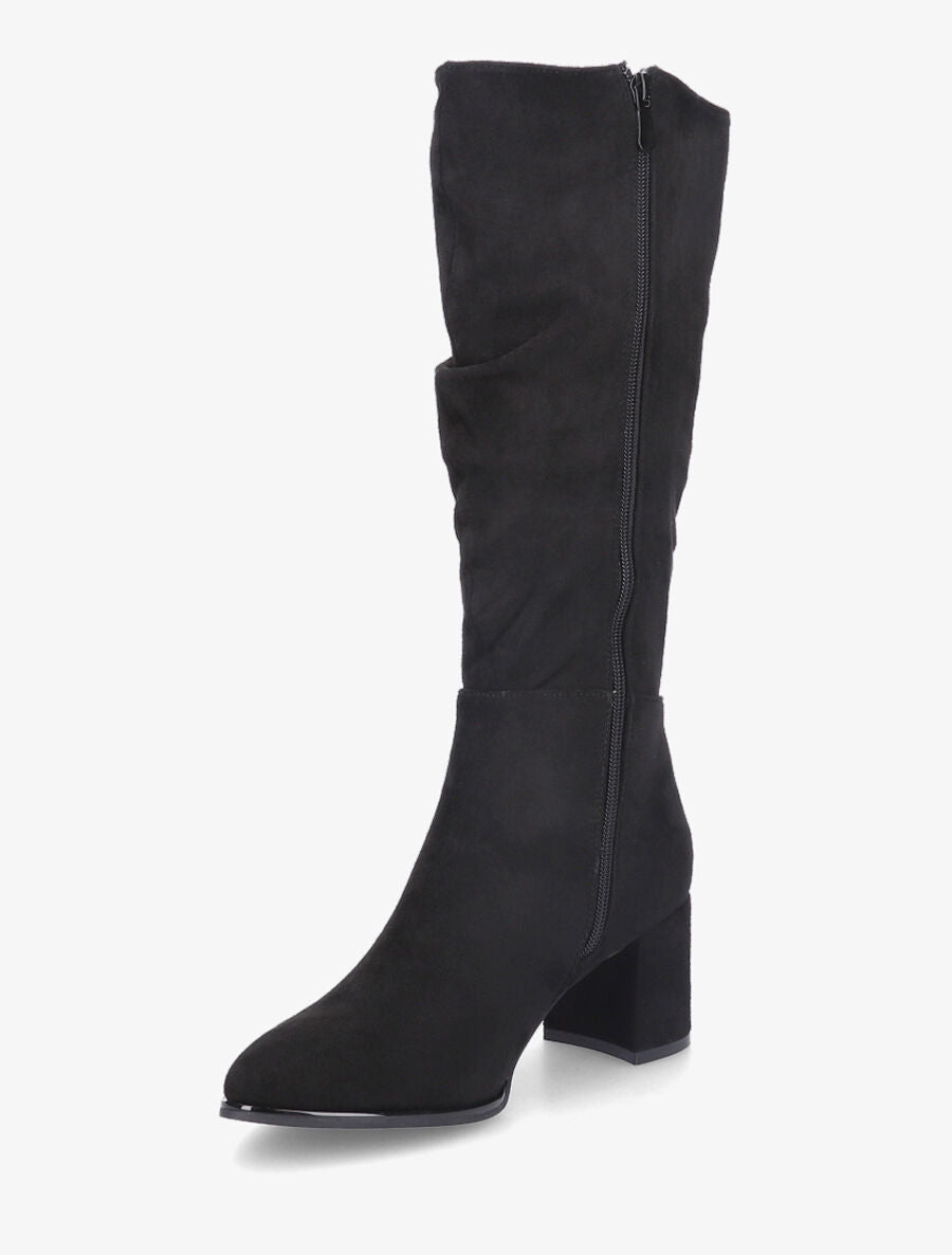 Bottes en suédine à talon - Noir - 3