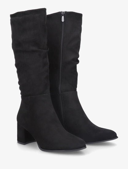 Bottes en suédine à talon - Noir - 4