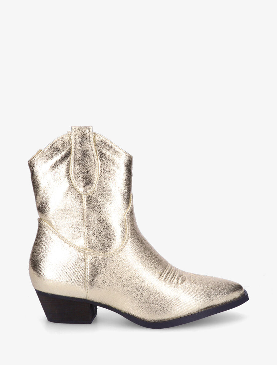 Bottines plates irisées montantes style santiags - Or - 1