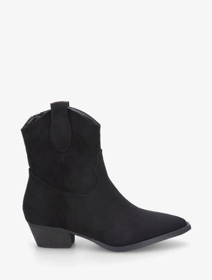 Bottines plates montantes style santiags - Noir - 5