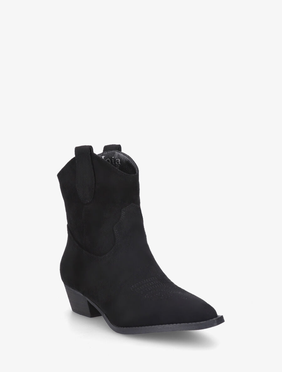 Bottines plates montantes style santiags - Noir - 2