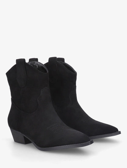 Bottines plates montantes style santiags - Noir - 4