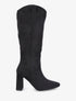 Bottes en suédine à talon et bout pointu - Noir - 1