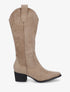 Bottes en suédine style santiags - Taupe - 1