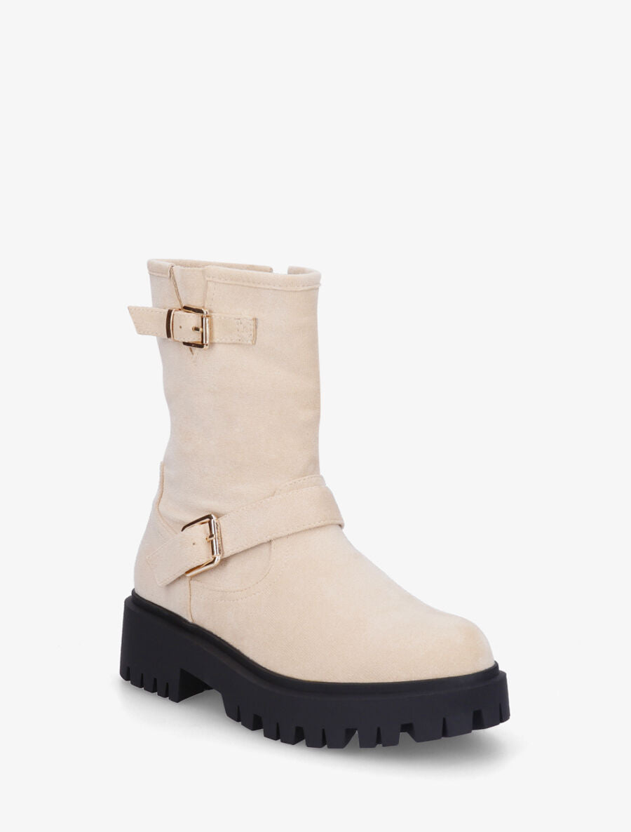 Bottines montantes en suédine - Beige - 2
