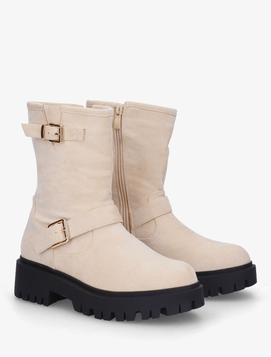 Bottines montantes en suédine - Beige - 4