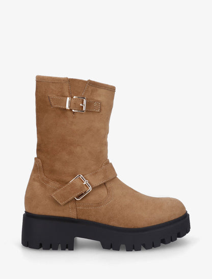 Bottines montantes en suédine - Camel - 1
