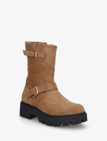 Bottines montantes en suédine - Camel - 2