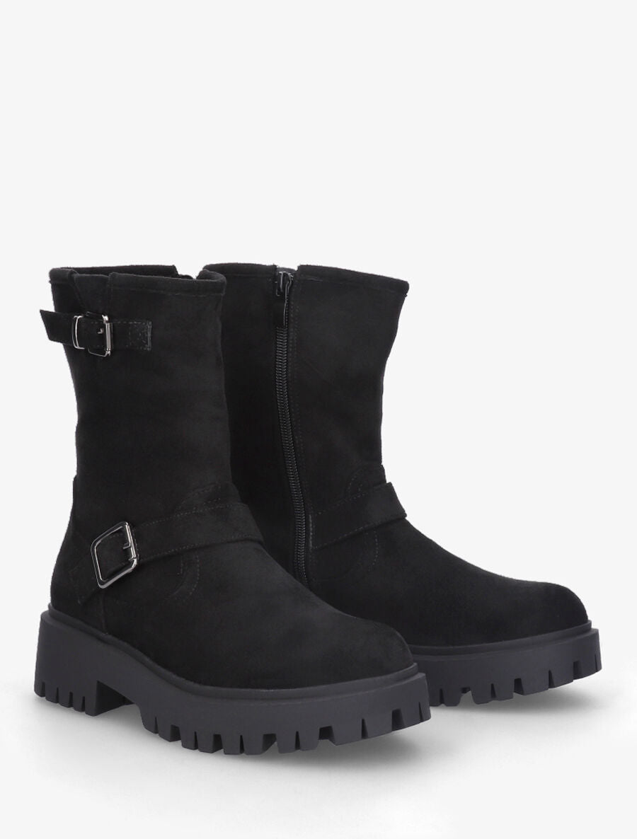 Bottines montantes en suédine - Noir - 4