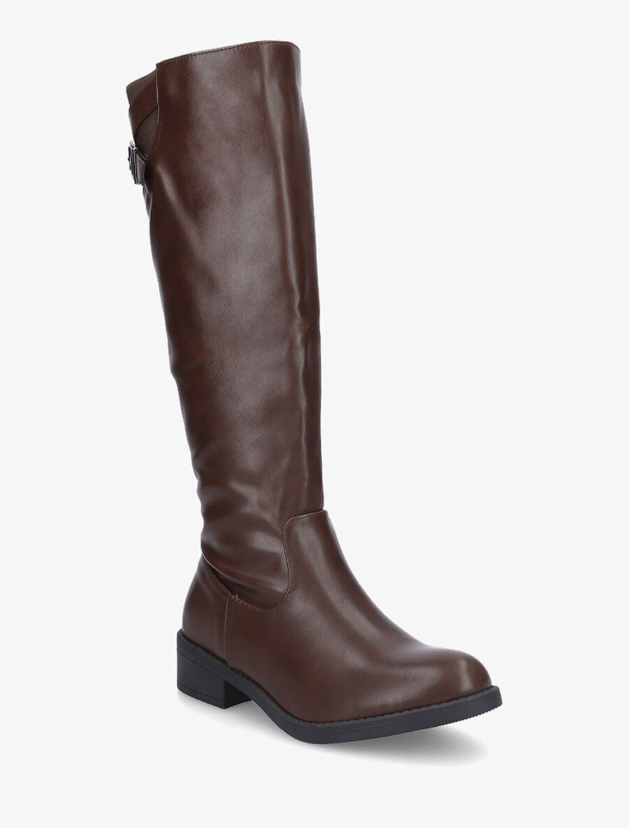 Bottes unies en simili - Marron - 2