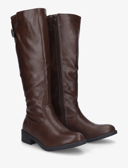 Bottes unies en simili - Marron - 4