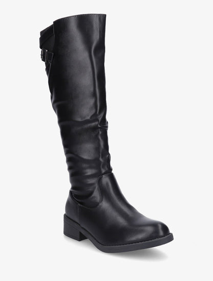 Bottes unies en simili - Noir - 2