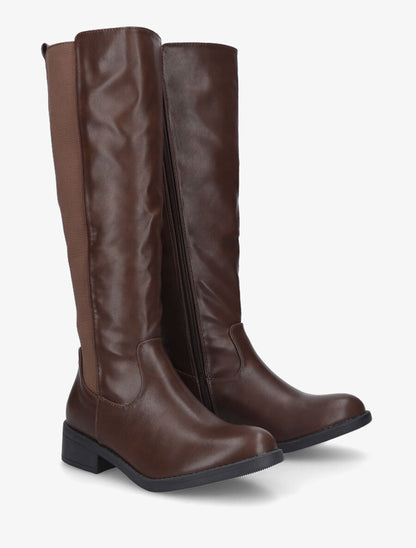 Bottes style cavalière en simili - Marron - 4