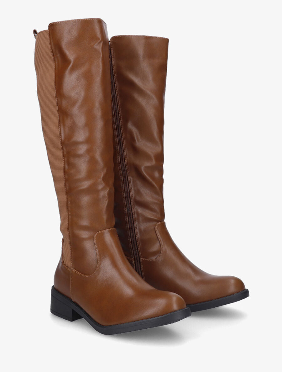 Bottes style cavalière en simili - Camel - 4