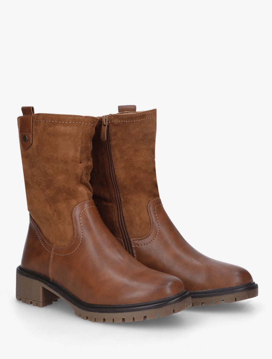 Bottines montantes bi-matière - Camel - 4