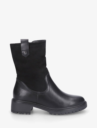 Bottines montantes bi-matière - Noir - 1