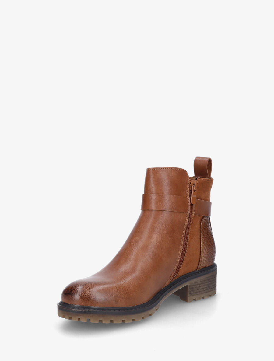 Bottines plates contrefort python - Camel - 3