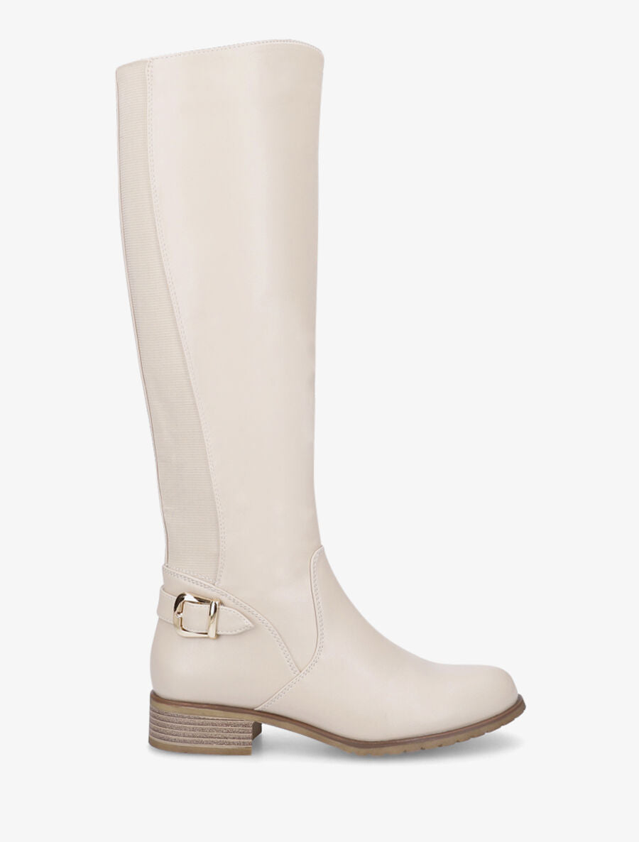 Bottes plates en simili - Beige - 5