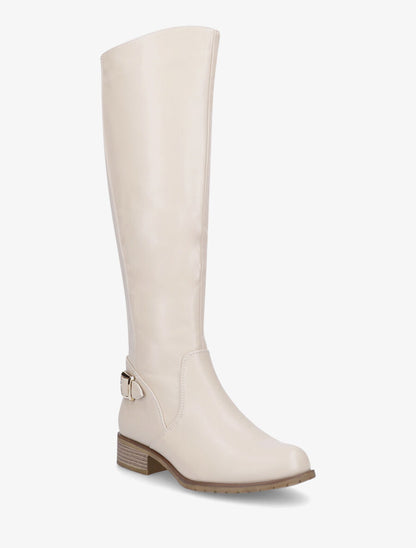 Bottes plates en simili - Beige - 2