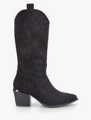 Bottes en suédine style santiag - Noir - 1