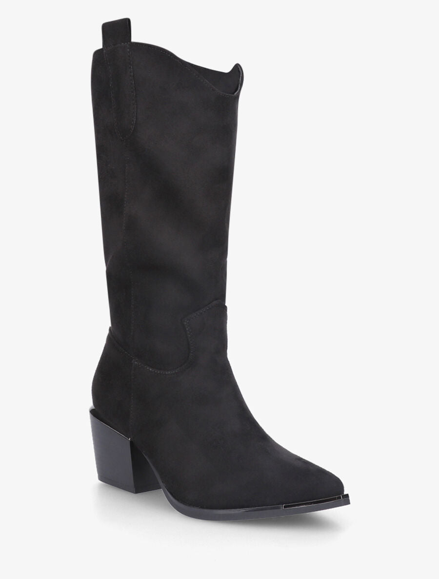 Bottes en suédine style santiag - Noir - 2