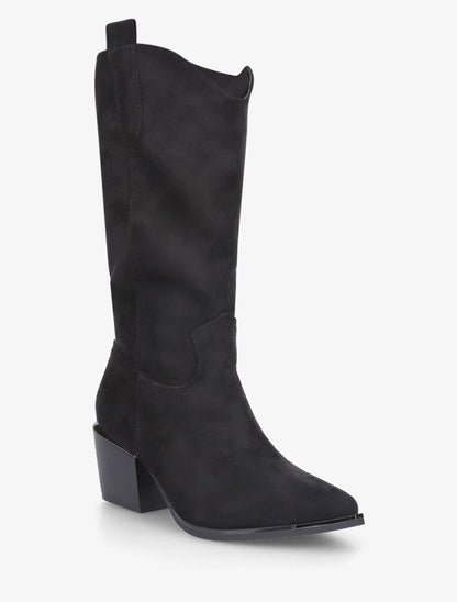 Bottes en suédine style santiag - Noir - 2