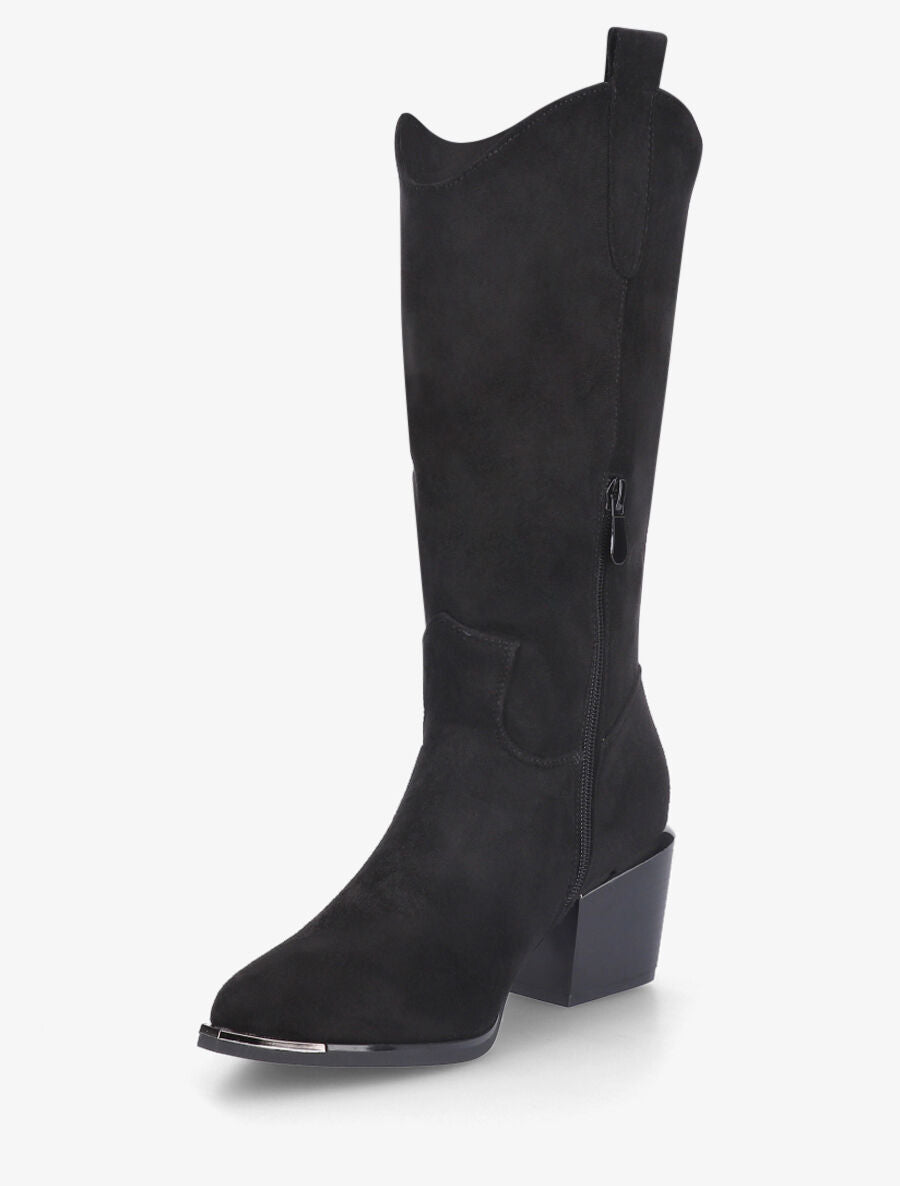 Bottes en suédine style santiag - Noir - 3