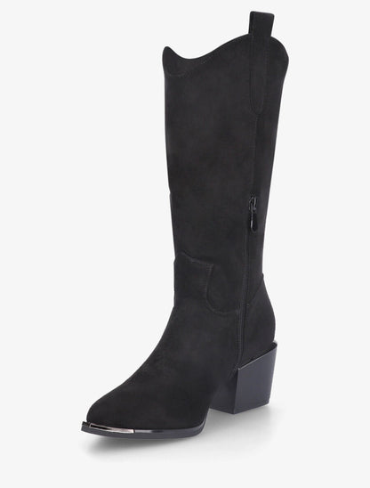 Bottes en suédine style santiag - Noir - 3