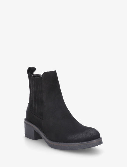 Bottines élastiquées unies en suédine - Noir - 2