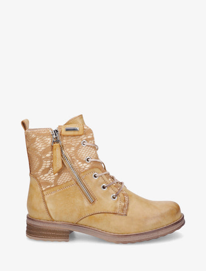 Bottines à lacets et dentelle - Jaune - 5