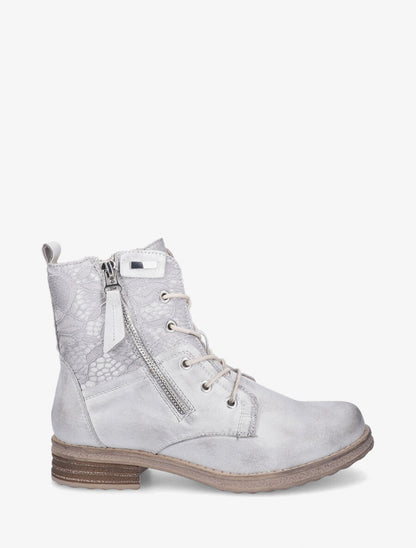 Bottines à lacets et dentelle - Argent - 1