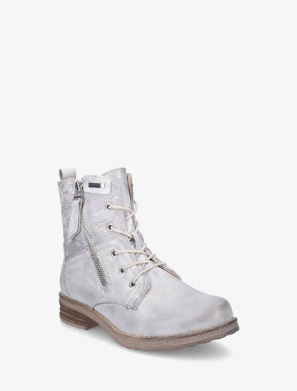 Bottines à lacets et dentelle - Argent - 2