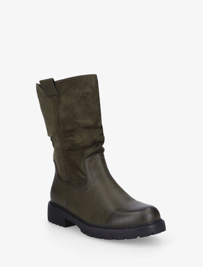 Bottines unies bi-matière - Kaki - 2