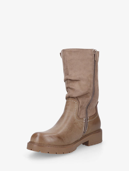 Bottines unies bi-matière - Taupe - 3
