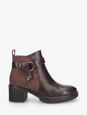 Bottines bi-matière à boucle - Marron - 5