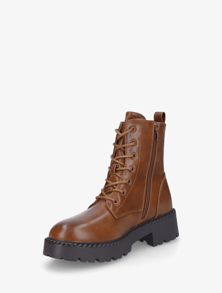 Bottines montantes à lacets - Camel - 3