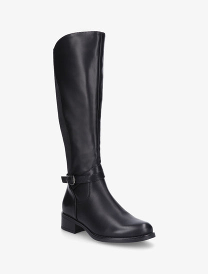 Bottes élastiquées en simili - Noir - 2