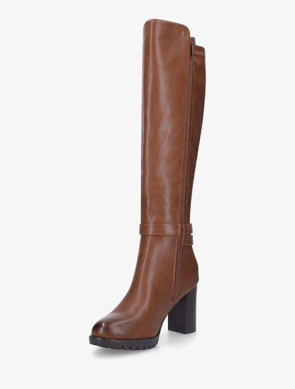 Bottes en simili à talon et boucle - Camel - 3