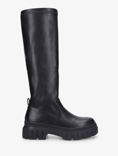 Bottes plates en simili à semelle crantée - Noir - 1