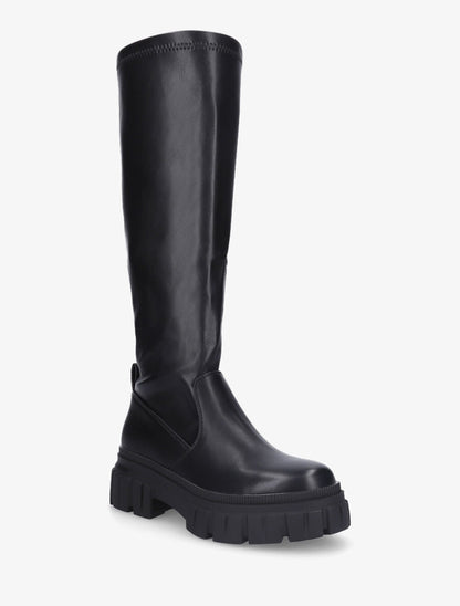 Bottes plates en simili à semelle crantée - Noir - 2