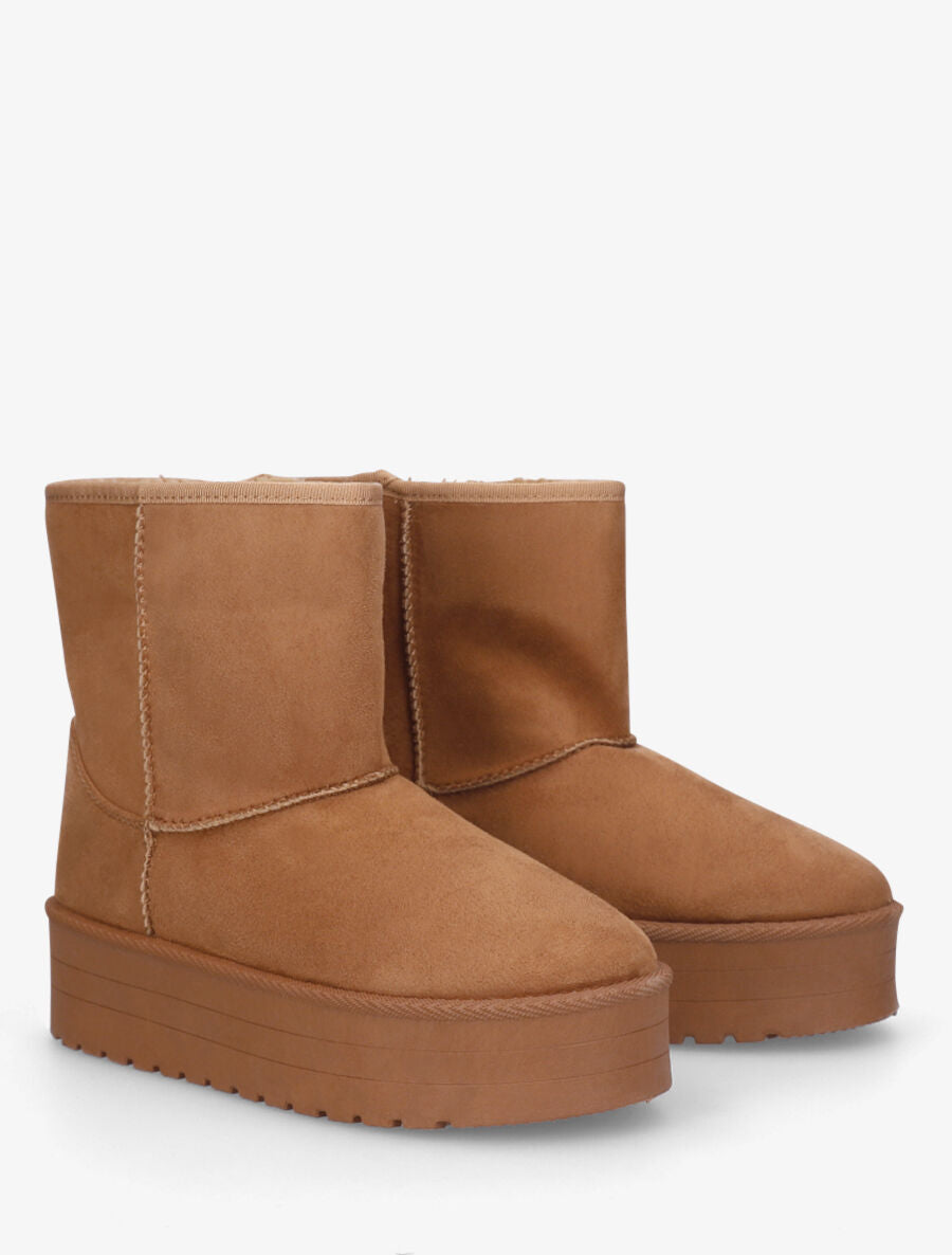 Boots fourrées à plateforme - Camel - 4