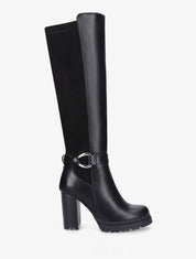 Bottes à talon haut et boucle bi-matière - Noir - 1