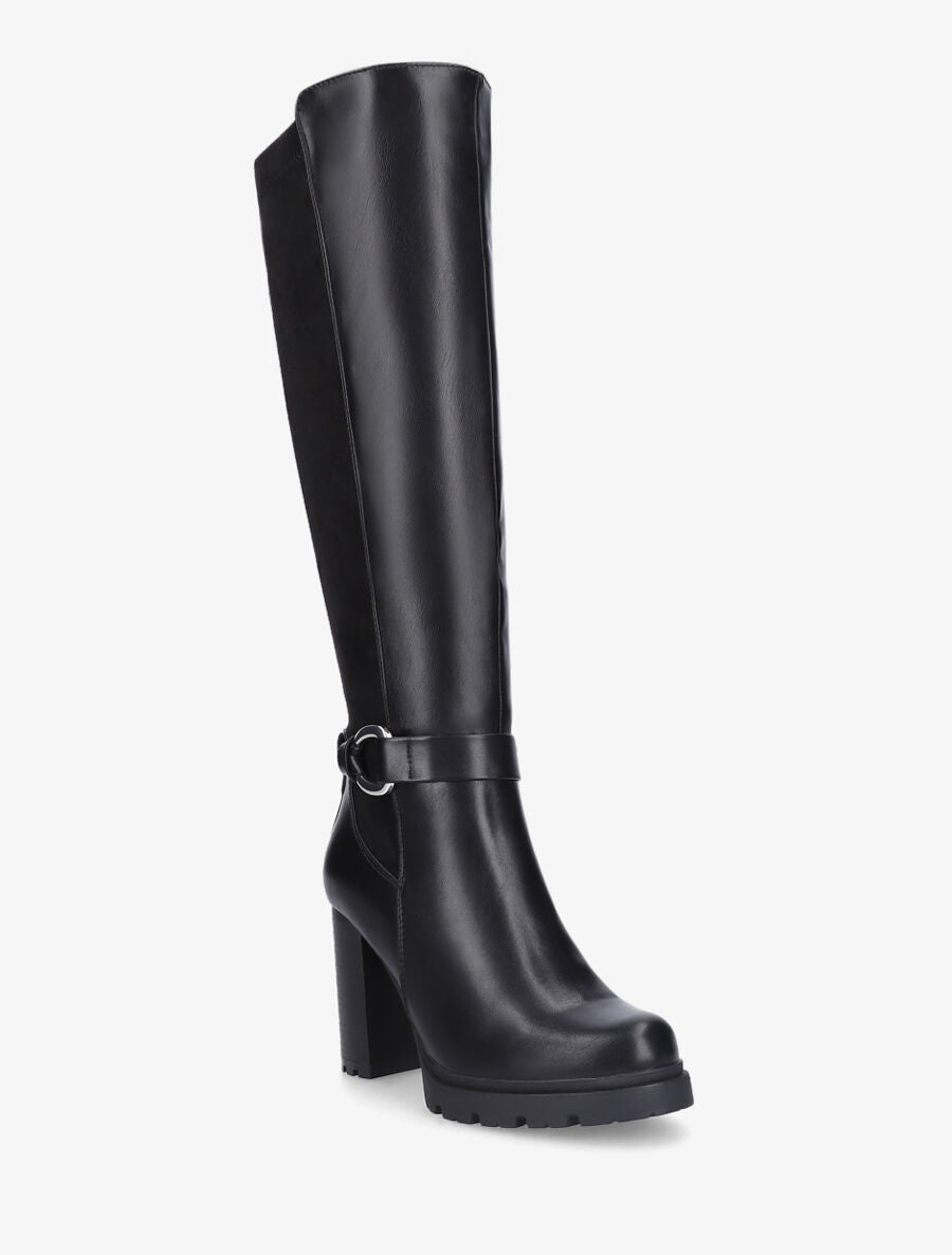Bottes à talon haut et boucle bi-matière - Noir - 2
