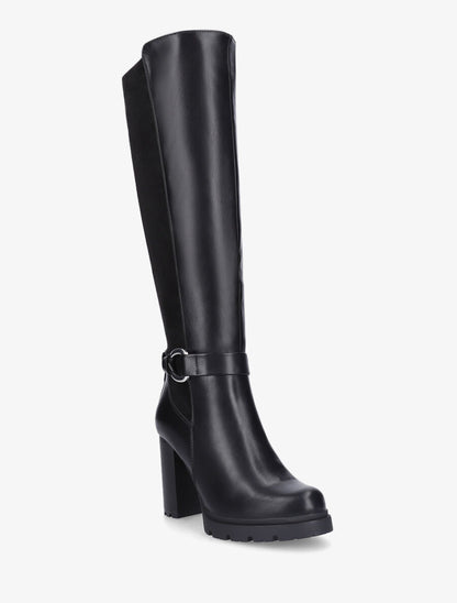 Bottes à talon haut et boucle bi-matière - Noir - 2